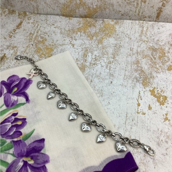 Vintage Brighton Silver and Pink Charm Bracelet Breast Cancer Awareness - Picture 3 of 5